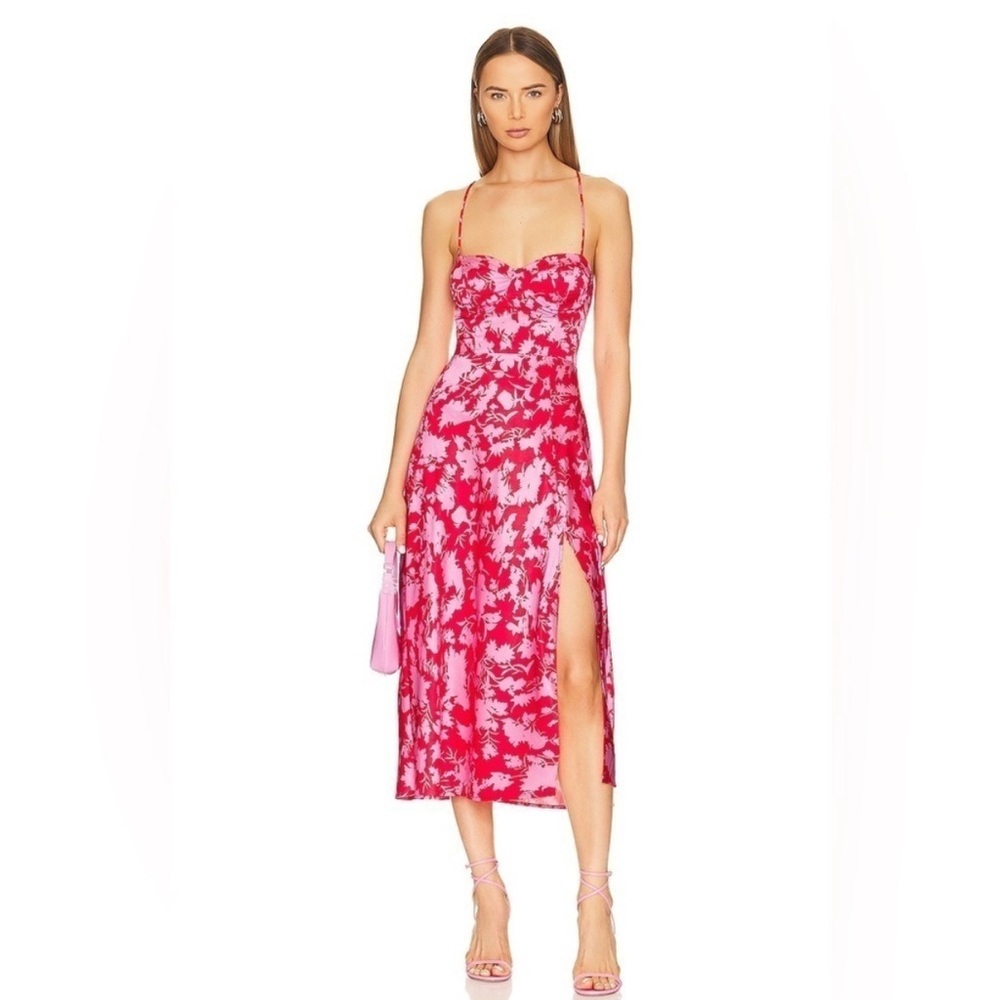 ASTR the Label Gala Dress in Red & Pink Floral Medium